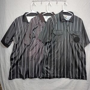 Lot Of 3 Referee Jersey Mens M Black Stripe Soccer Official Ready To Wear Shirt